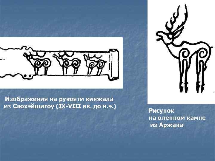 Изображения на рукояти кинжала из Сяохэйшигоу (IX-VIII вв. до н. э. ) Рисунок на