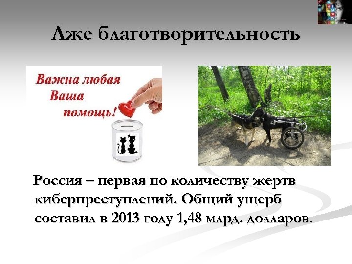 Лже благотворительность Россия – первая по количеству жертв киберпреступлений. Общий ущерб составил в 2013