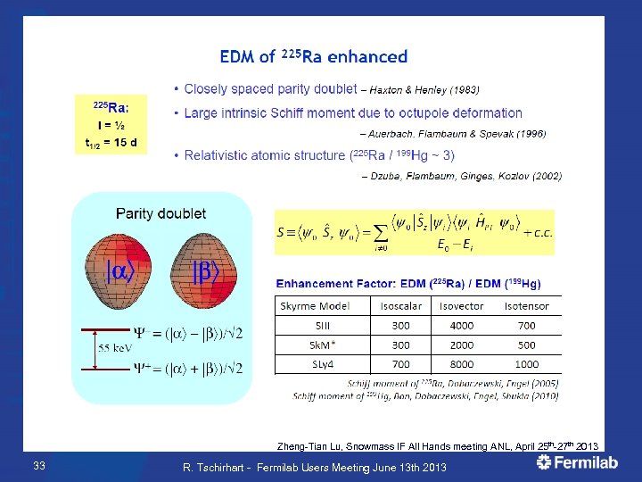 Zheng-Tian Lu, Snowmass IF All Hands meeting ANL, April 25 th-27 th 2013 33