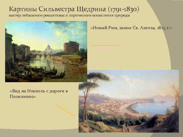 Картины Сильвестра Щедрина (1791 -1830) мастер пейзажного романтизма и лирического осмысления природы «Новый Рим,
