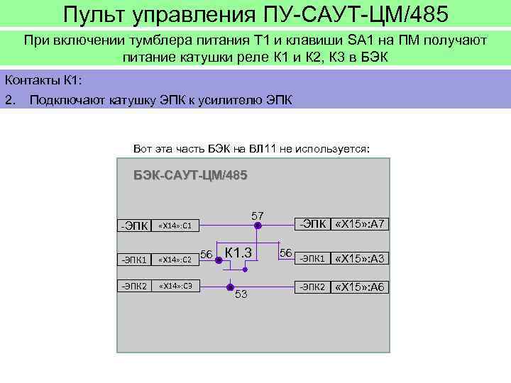 Пульт управления ПУ-САУТ-ЦМ/485 При включении тумблера питания Т 1 и клавиши SA 1 на