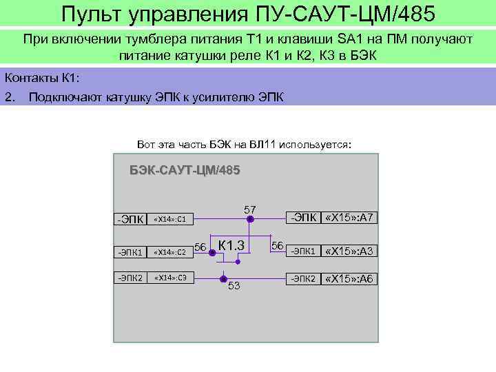 Пульт управления ПУ-САУТ-ЦМ/485 При включении тумблера питания Т 1 и клавиши SA 1 на