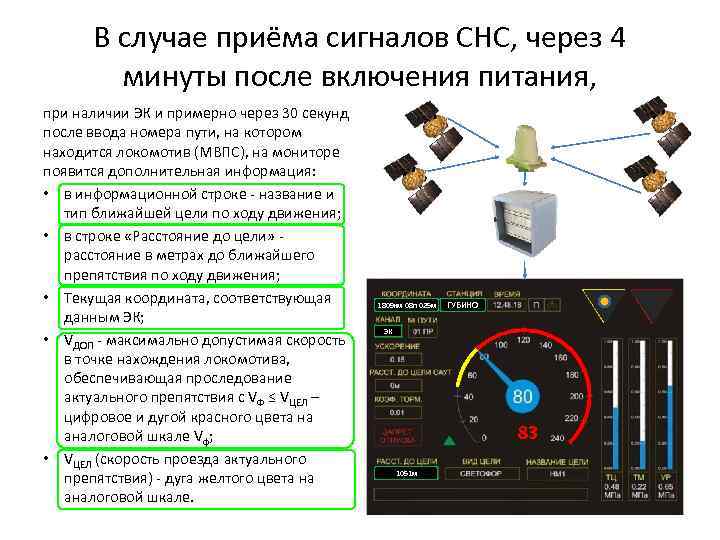 В случае приёма сигналов СНС, через 4 минуты после включения питания, при наличии ЭК