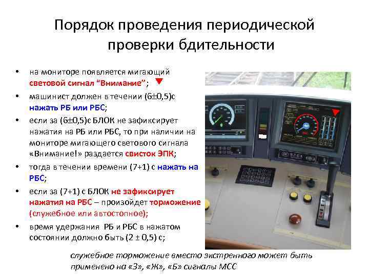 Порядок проведения периодической проверки бдительности • • • на мониторе появляется мигающий световой сигнал