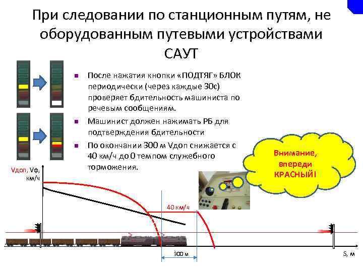 При следовании по станционным путям, не оборудованным путевыми устройствами САУТ n n n Vдоп,