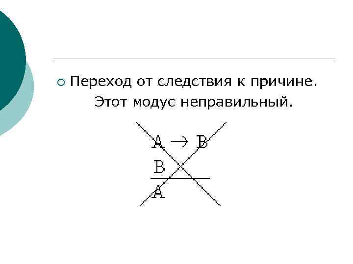 ¡ Переход от следствия к причине. Этот модус неправильный. 