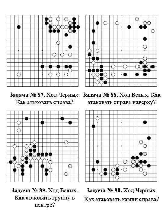 Задача № 87. Ход Черных. Задача № 88. Ход Белых. Как атаковать справа? атаковать