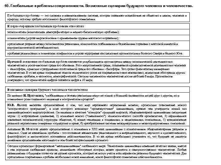 50. Глобальные проблемы современности. Возможные сценарии будущего человека и человечества. Глобальные проблемы — это