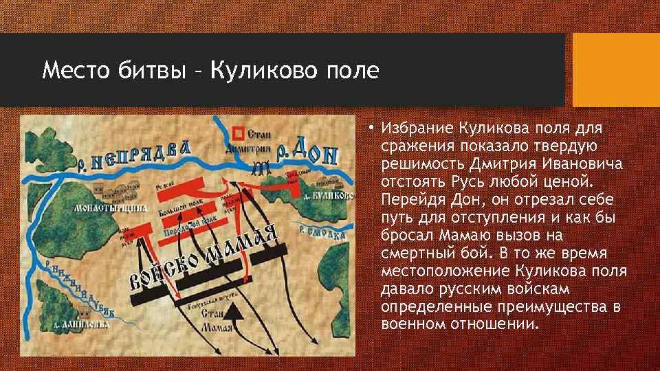 Подготовьте рассказ о куликовской битве от имени русского воина по плану причины битвы ход битвы