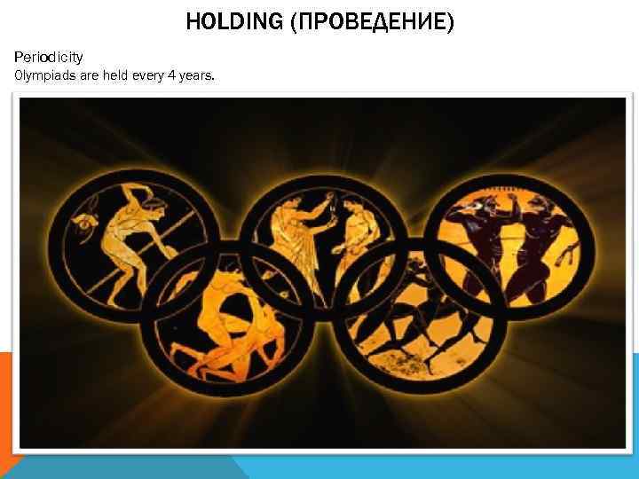 HOLDING (ПРОВЕДЕНИЕ) Periodicity Olympiads are held every 4 years. 