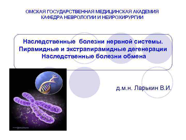 ОМСКАЯ ГОСУДАРСТВЕННАЯ МЕДИЦИНСКАЯ АКАДЕМИЯ КАФЕДРА НЕВРОЛОГИИ И НЕЙРОХИРУРГИИ Наследственные болезни нервной системы. Пирамидные и