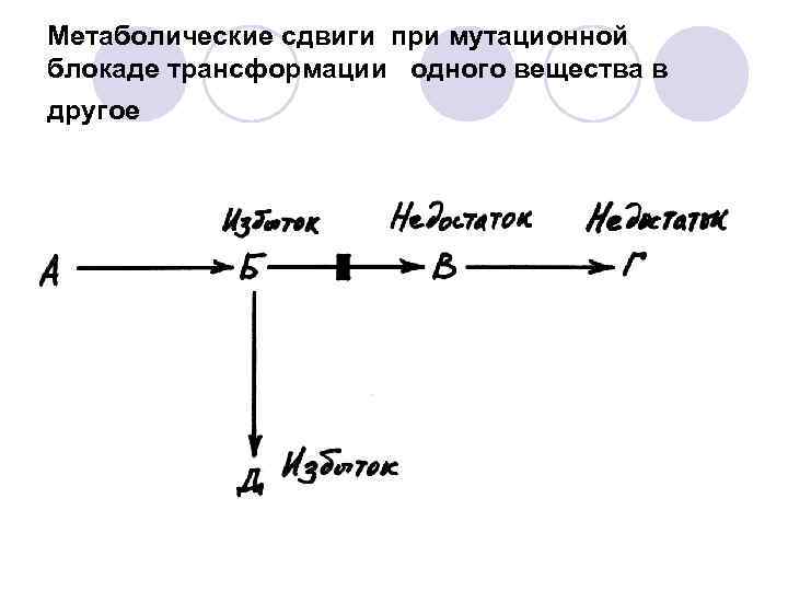 Метаболические сдвиги при мутационной блокаде трансформации одного вещества в другое 