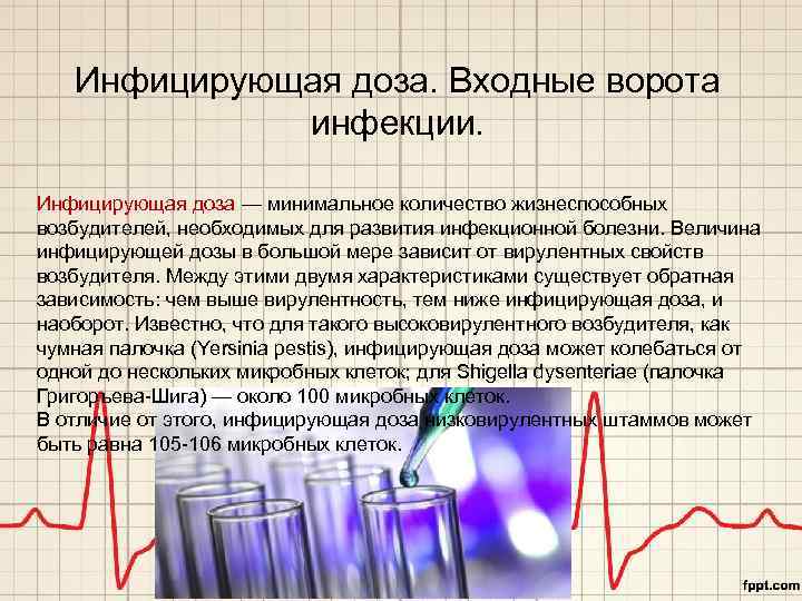 Инфицирующая доза. Входные ворота инфекции. Инфицирующая доза — минимальное количество жизнеспособных возбудителей, необходимых для