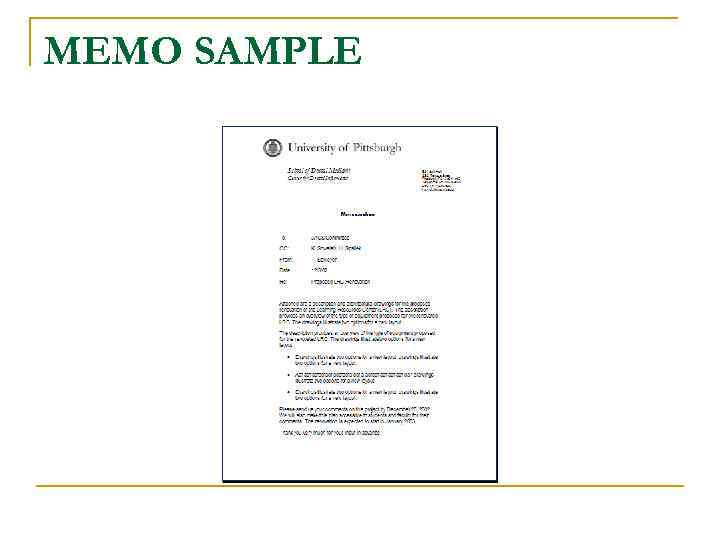 MEMO SAMPLE 