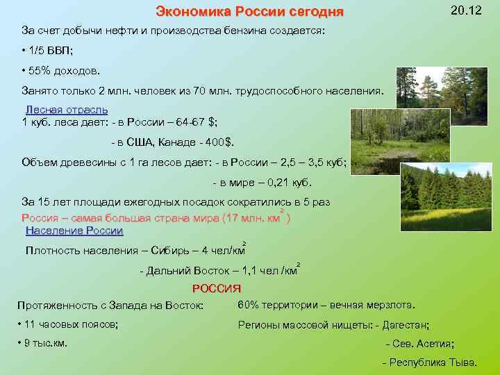 Экономика России сегодня 20. 12 За счет добычи нефти и производства бензина создается: •