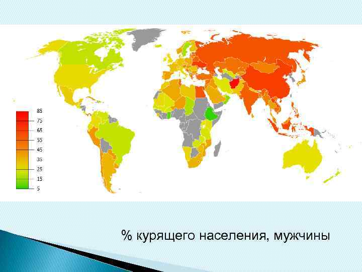 % курящего населения, мужчины 