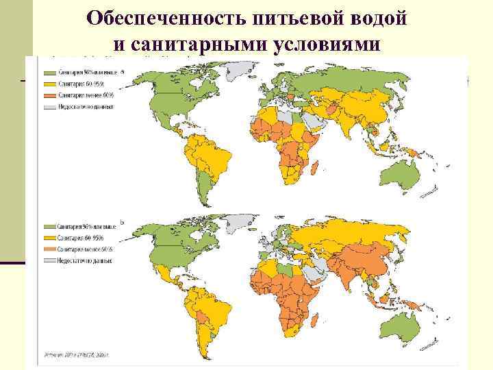 Обеспеченность питьевой водой и санитарными условиями 