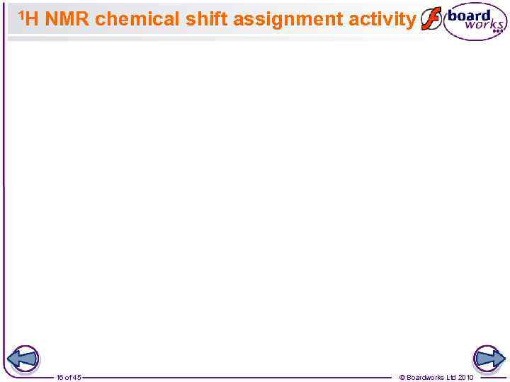 1 H NMR chemical shift assignment activity 16 of 45 © Boardworks Ltd 2010