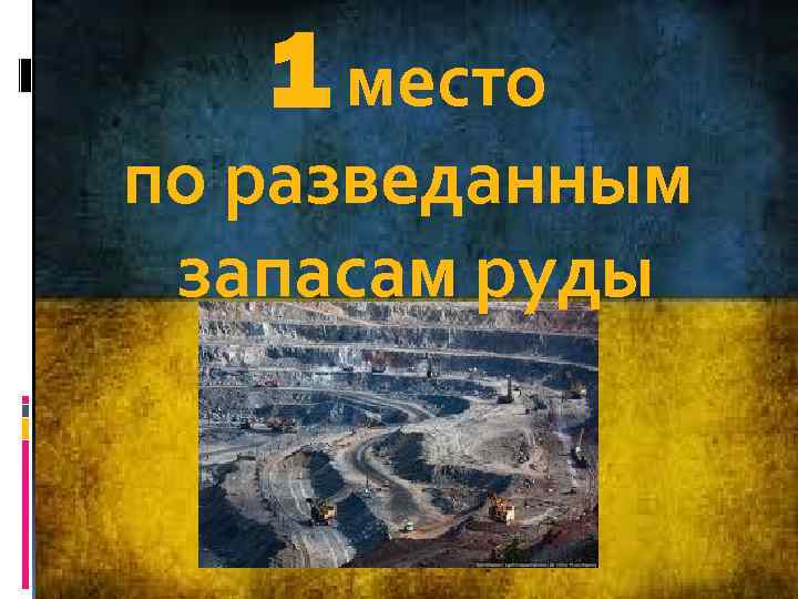 1 место по разведанным запасам руды 