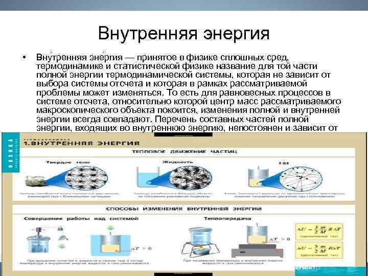 Процессы внутренней энергии