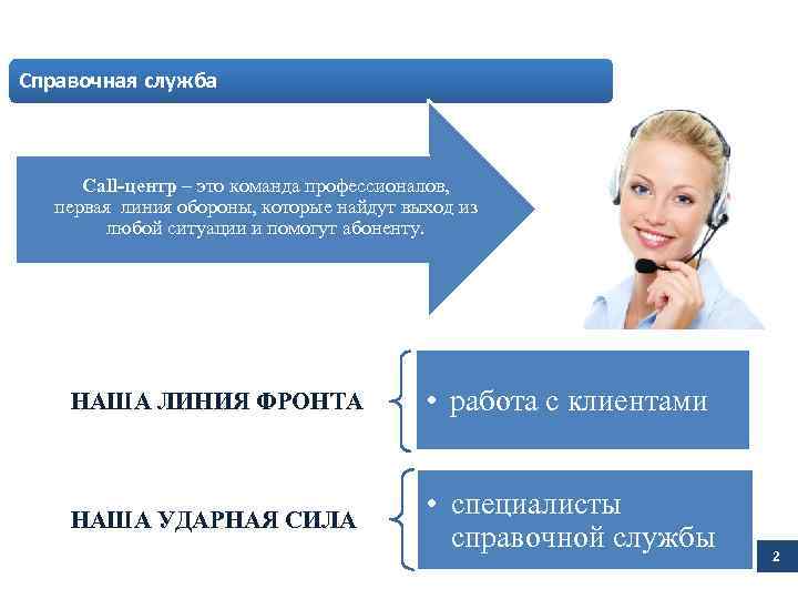 Справочная служба Call-центр – это команда профессионалов, первая линия обороны, которые найдут выход из
