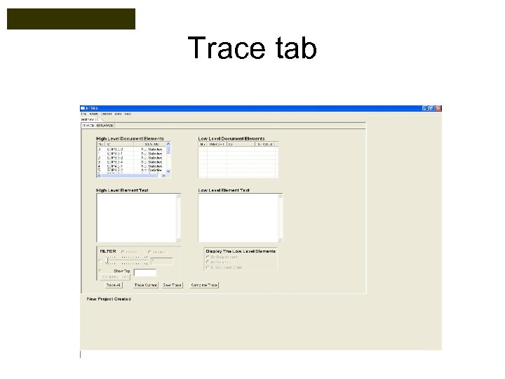 Trace tab 