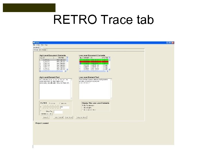 RETRO Trace tab 
