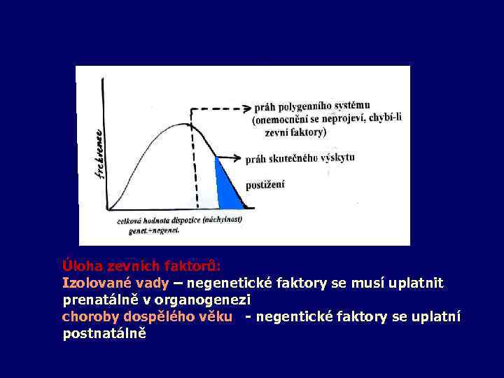 Úloha zevních faktorů: Izolované vady – negenetické faktory se musí uplatnit prenatálně v organogenezi