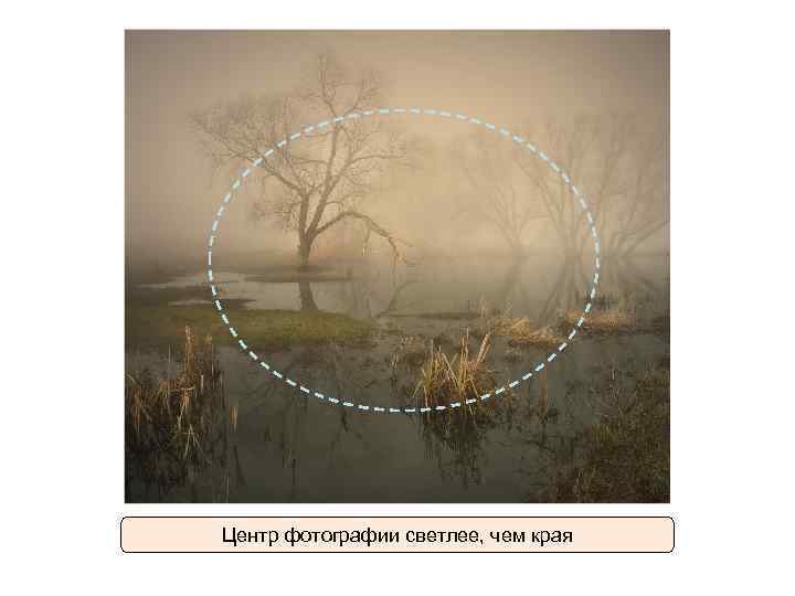 Центр фотографии светлее, чем края 