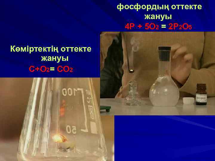  фосфордың оттекте жануы 4 P + 5 O 2 = 2 P 2