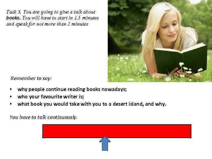 Task 3. You are going to give a talk about books. You will have