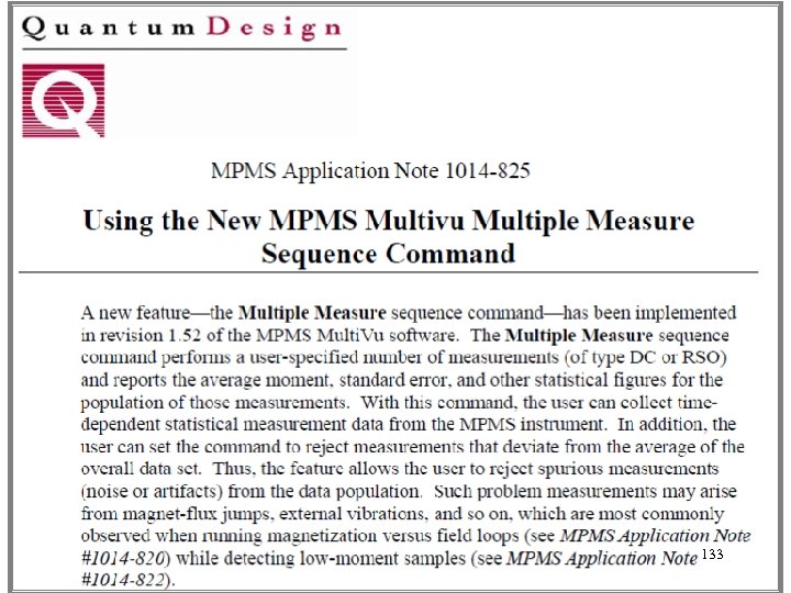 MPMS XL的新功能 • Multiple Measure命令的使用 133 
