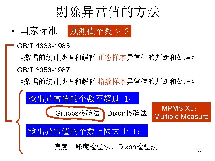 剔除异常值的方法 • 国家标准 观测值个数 3 GB/T 4883 -1985 《数据的统计处理和解释 正态样本异常值的判断和处理》 GB/T 8056 -1987 《数据的统计处理和解释