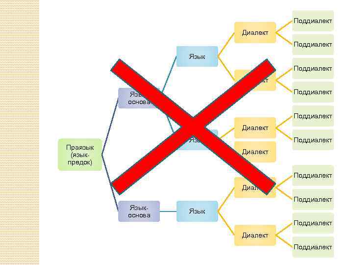 Поддиалект Диалект Поддиалект Языкоснова Поддиалект Диалект Язык Праязык (языкпредок) Поддиалект Диалект Поддиалект Языкоснова Язык