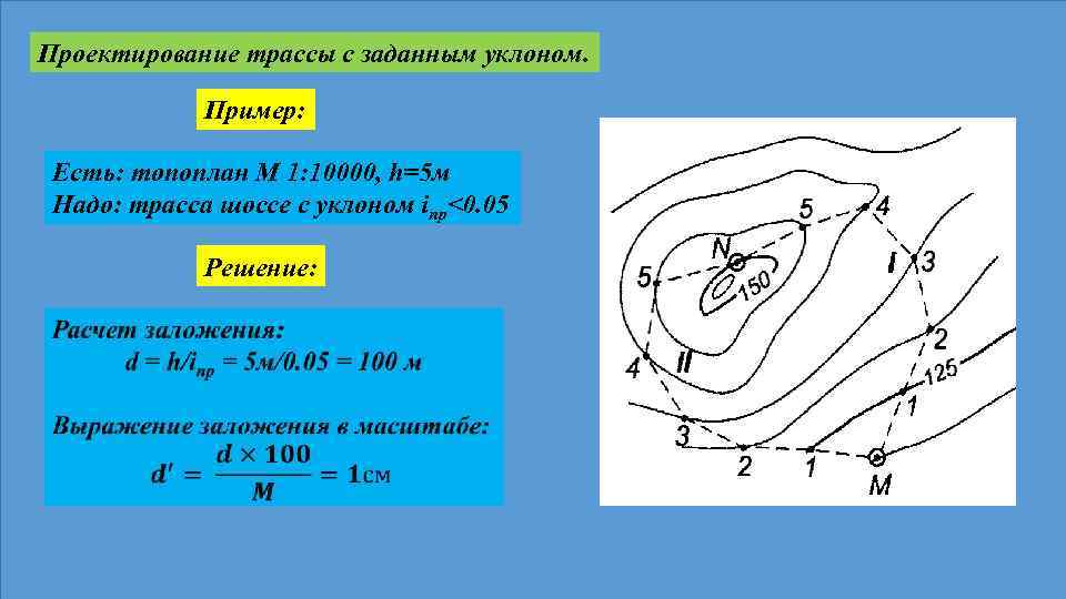 Как провести линию заданного уклона на плане карте