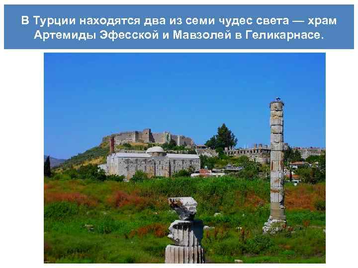В Турции находятся два из семи чудес света — храм Артемиды Эфесской и Мавзолей