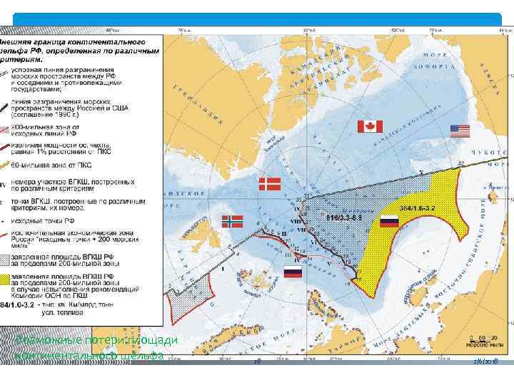 Возможные потери площади континентального шельфа 28 2/6/2018 
