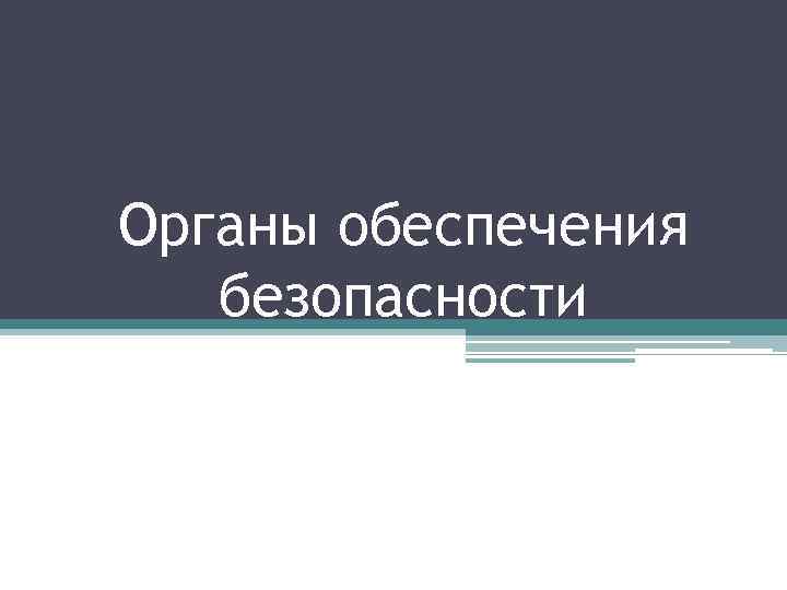 Органы обеспечения безопасности 