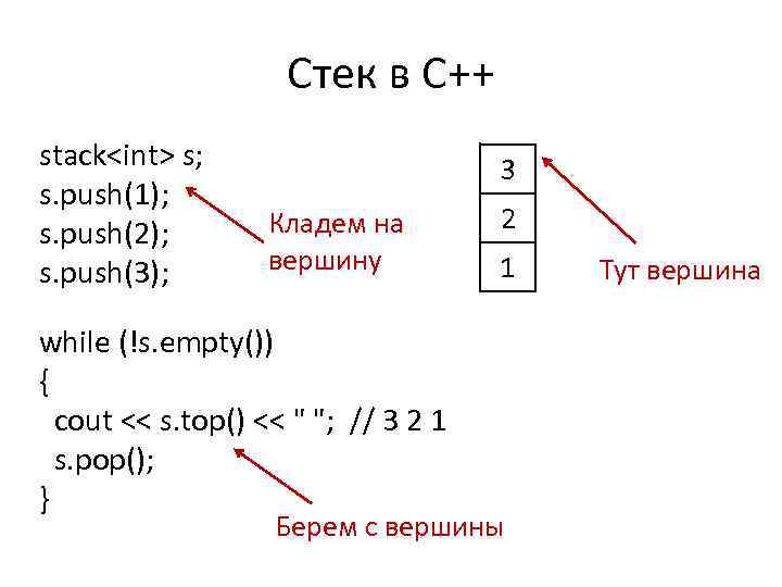 Добавить в стек