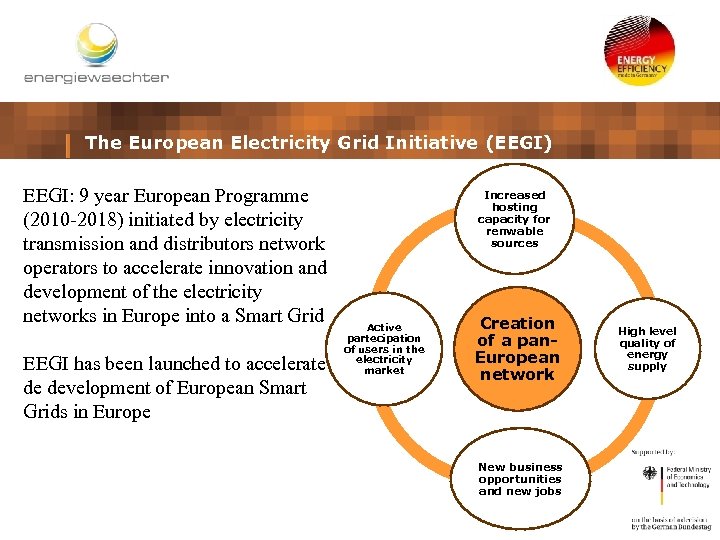 The European Electricity Grid Initiative (EEGI) EEGI: 9 year European Programme (2010 -2018) initiated