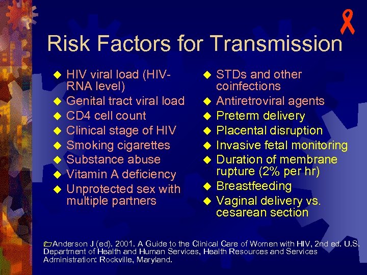 - Risk Factors for Transmission u u u u HIV viral load (HIVRNA level)