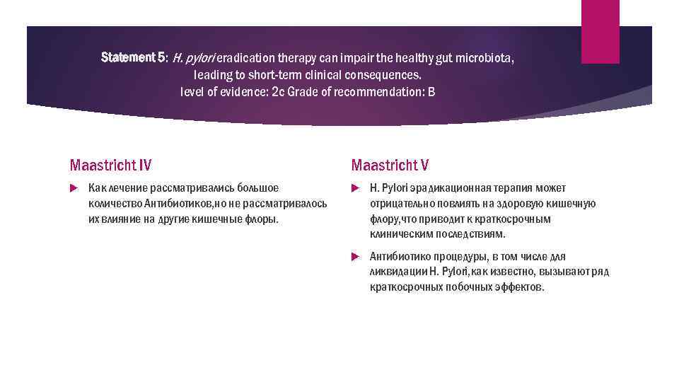 Statement 5: H. pylori eradication therapy can impair the healthy gut microbiota, leading to