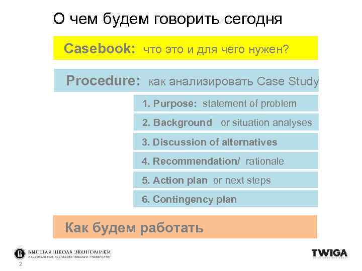 О чем будем говорить сегодня Casebook: что это и для чего нужен? Procedure: как