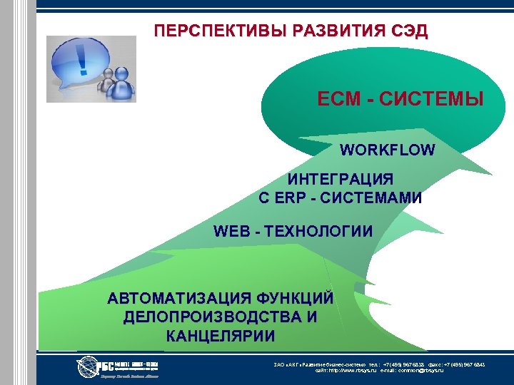 ПЕРСПЕКТИВЫ РАЗВИТИЯ СЭД ЦЕЛЬ ECM - СИСТЕМЫ WORKFLOW ИНТЕГРАЦИЯ С ERP - СИСТЕМАМИ WEB