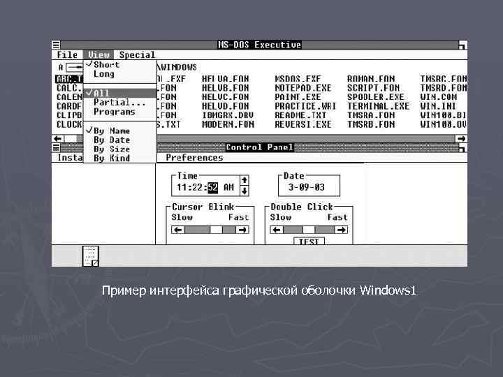 Пример интерфейса графической оболочки Windows 1 