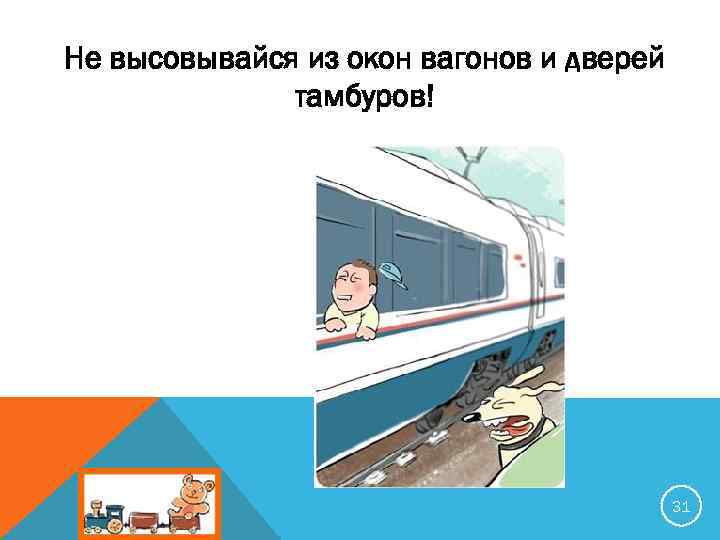 Не высовывайся из окон вагонов и дверей тамбуров! 31 