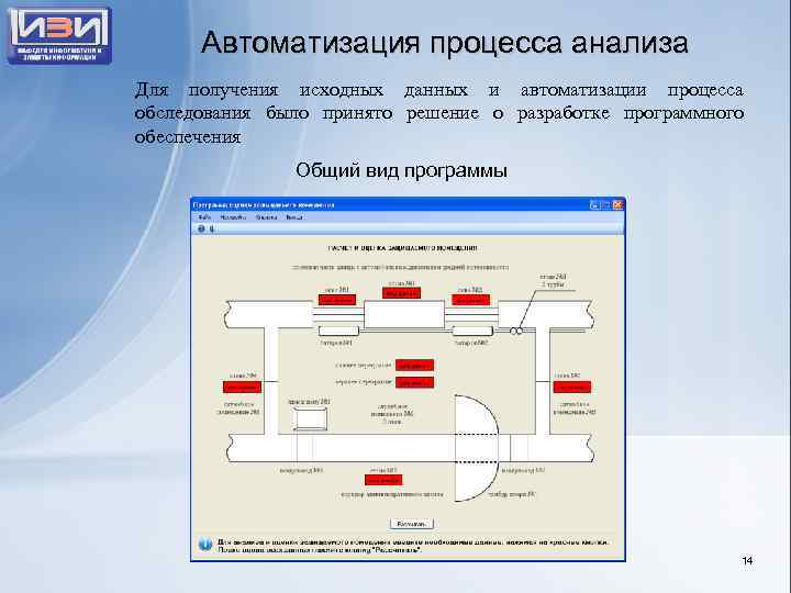 Автоматизация процесса анализа Для получения исходных данных и автоматизации процесса обследования было принято решение