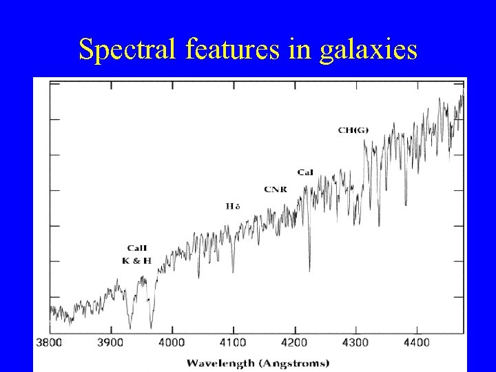 Spectral features in galaxies 