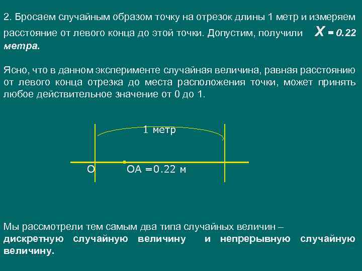 На отрезок случайным образом бросается точка