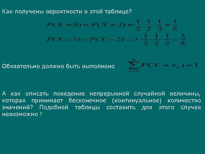 Как получены вероятности в этой таблице? Обязательно должно быть выполнено А как описать поведение